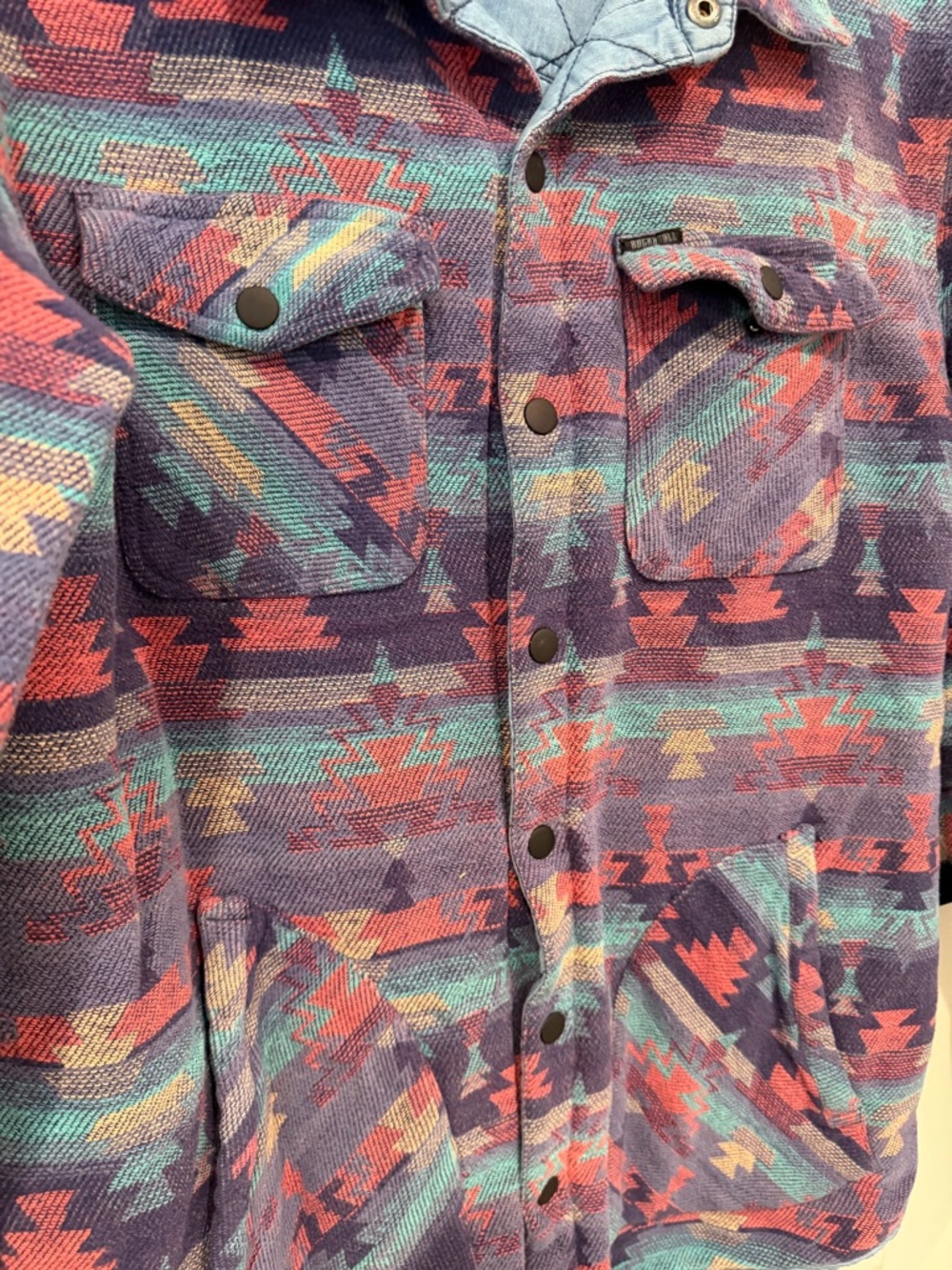 Men's Quilted Aztec Field Jacket | Reversible - Purple Multi - Picture 2 of 13